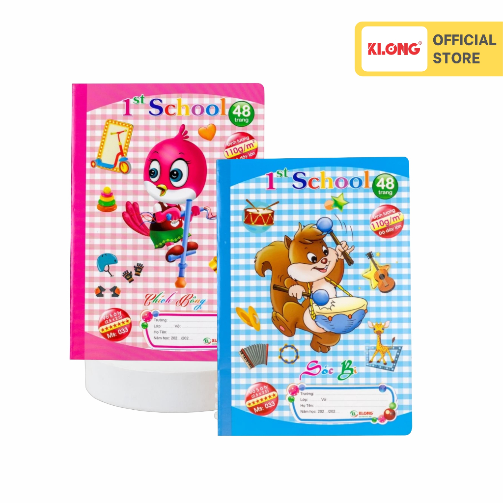 Vở 5 ô ly 1st School KLONG B5- 48 trang 110/92; MS: 033