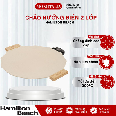 Chảo Nướng Điện Tròn 2 Lớp Chống Dính Teflon 1200W Hamilton Beach – Điều Chỉnh Nhiệt 5 Mức | 010740