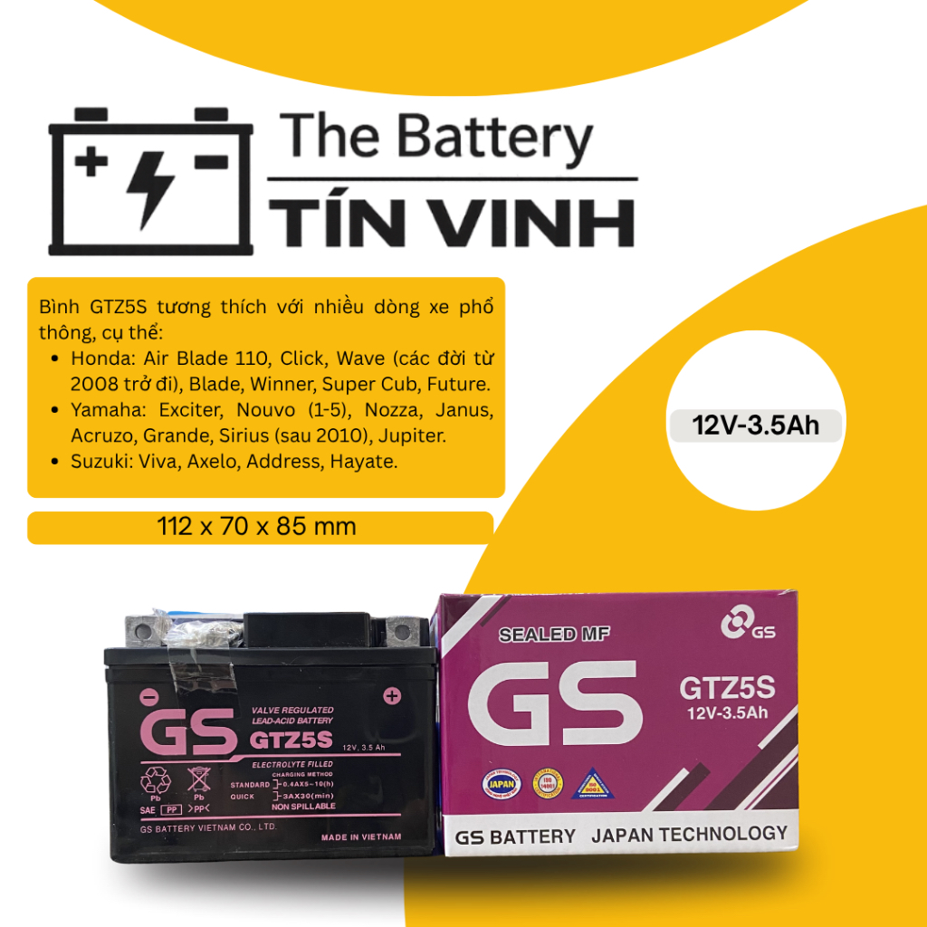 Bình Ắc Quy GTZ5S (12V-3.5Ah)