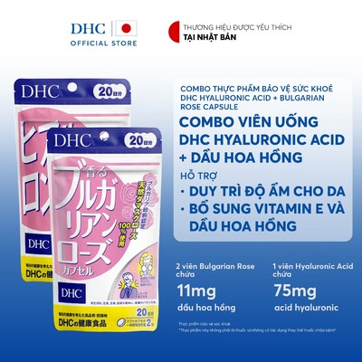 Combo Viên uống DHC HA & Dầu hoa hồng (20ngày) - Combo TPBVSK DHC Hyaluronic Acid & Bulgarian Rose Capsule