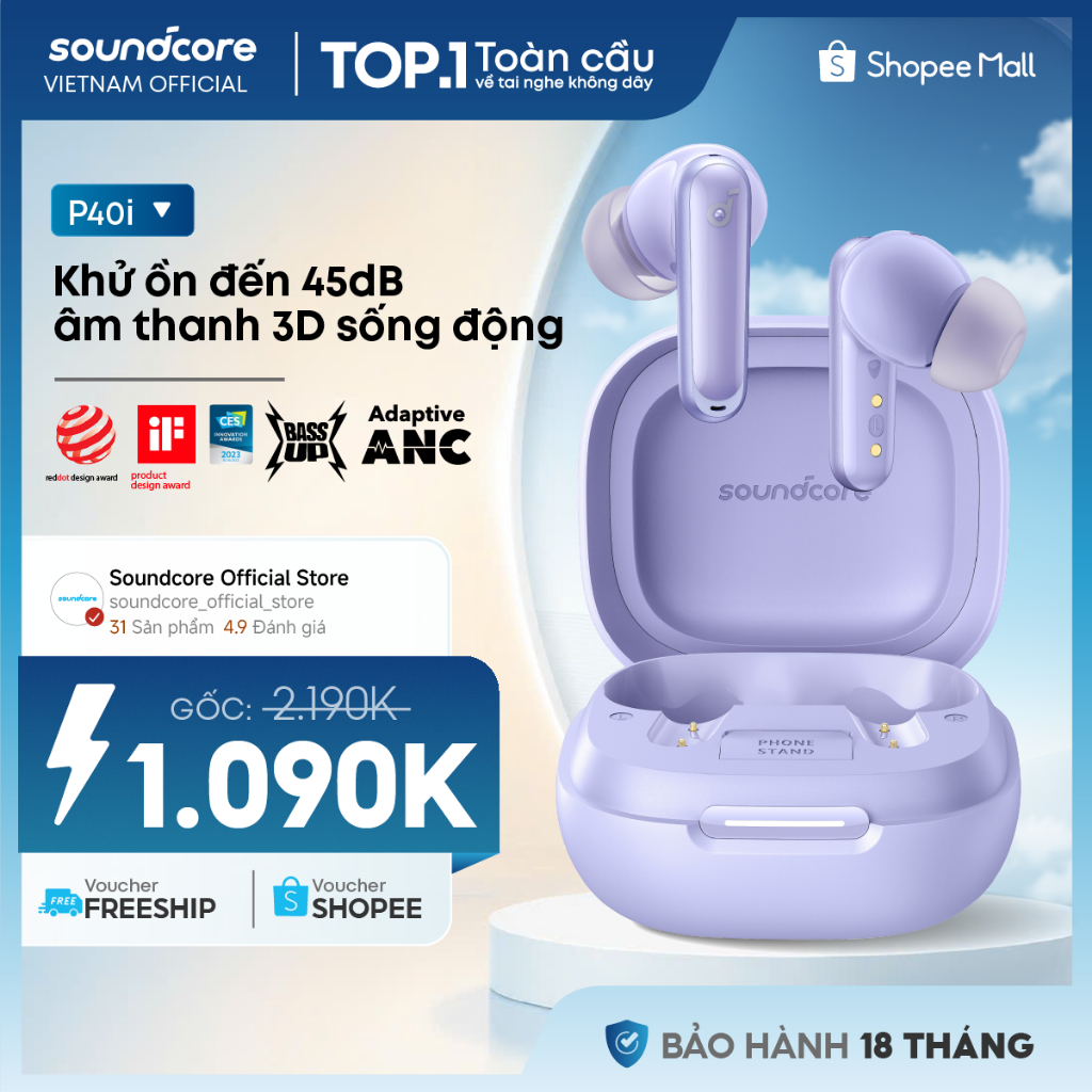 Tai nghe không dây soundcore P40i | Chống ồn chủ động ANC | Pin siêu khủng | Đàm thoại vượt trội | Tích hợp phiên dịch