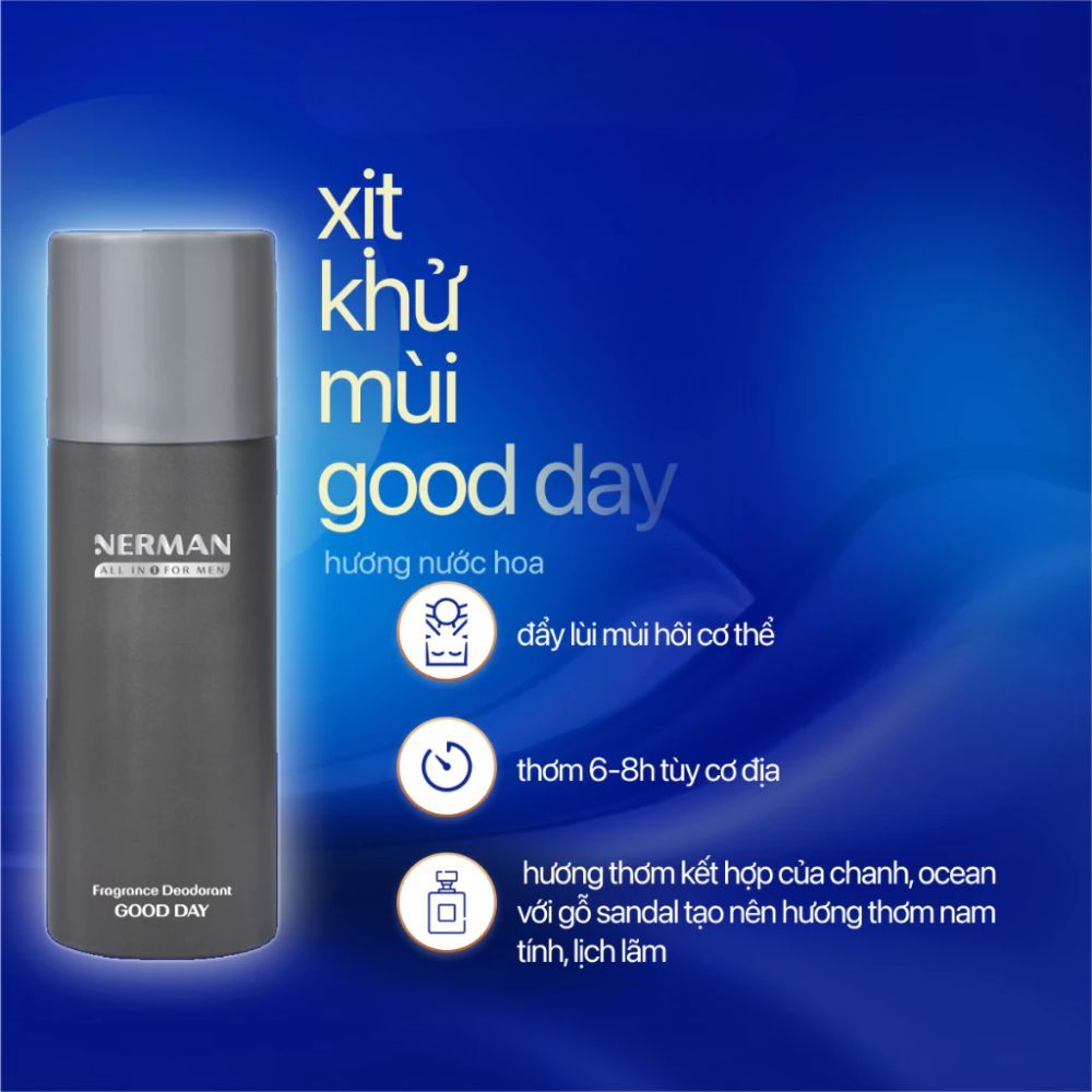 Ảnh 6 của Xịt khử mùi nam giới Nerman giúp tạo hương thơm cho cơ thể, giúp khử mùi hôi.