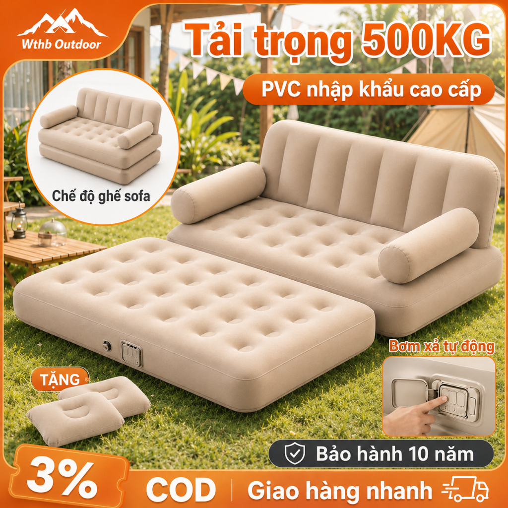 ghế sofa giường bơm ghế sofa hơi tự động cắm trại ngoài trời nệm hơi gấp gọn di động giường sofa đơn