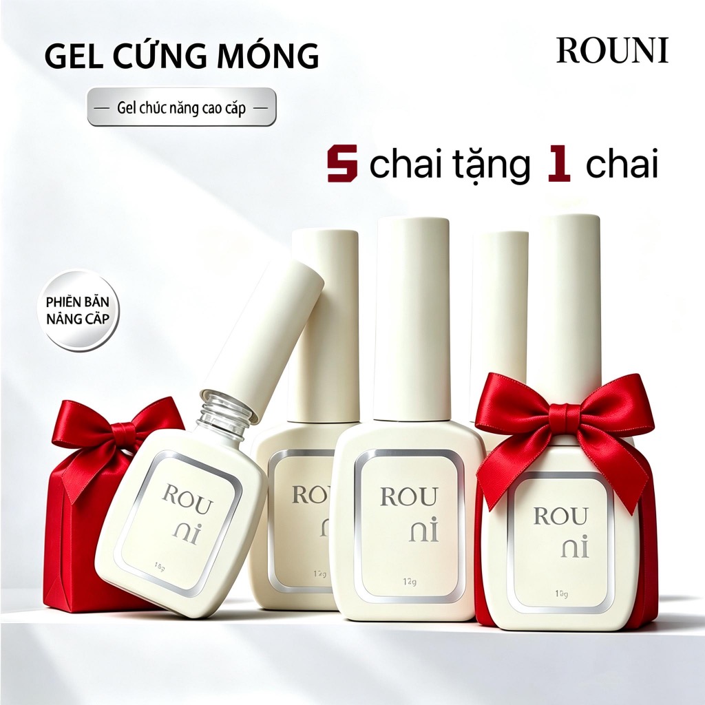 ROUNI combo cứng móng chính hãng cao cấp 12g chuyên dụng cho nail tăng độ bền móng chống gãy bền bỉ