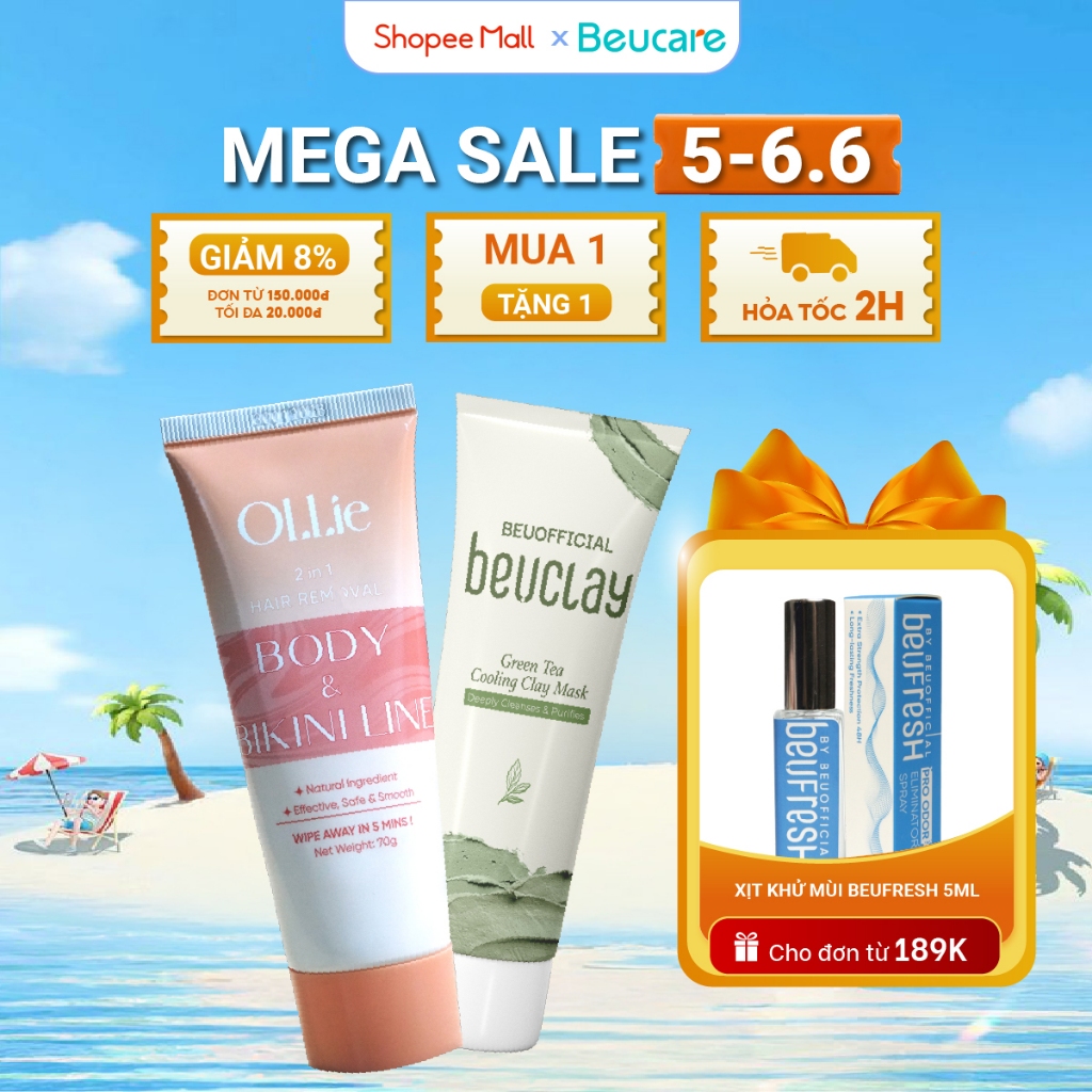 Combo Kem tẩy lông OLLIE + Mặt nạ đất sét Beuclay