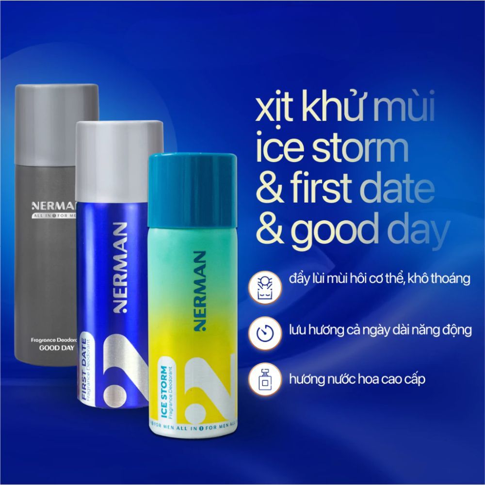 Ảnh 2 của Xịt khử mùi nam giới Nerman giúp tạo hương thơm cho cơ thể, giúp khử mùi hôi.