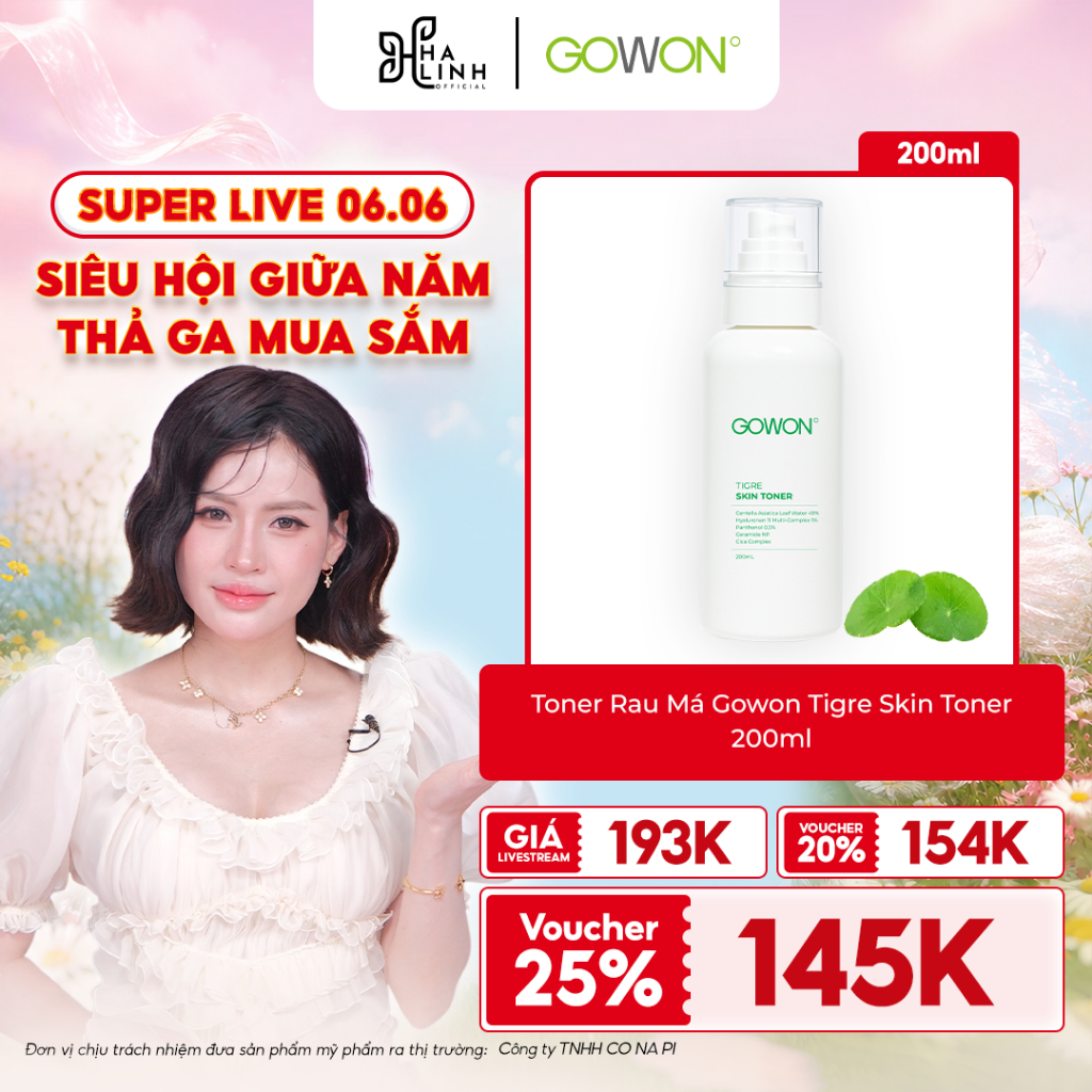 [Võ Hà Linh x GOWON] Toner Rau Má Gowon Tigre Skin Toner 200ml