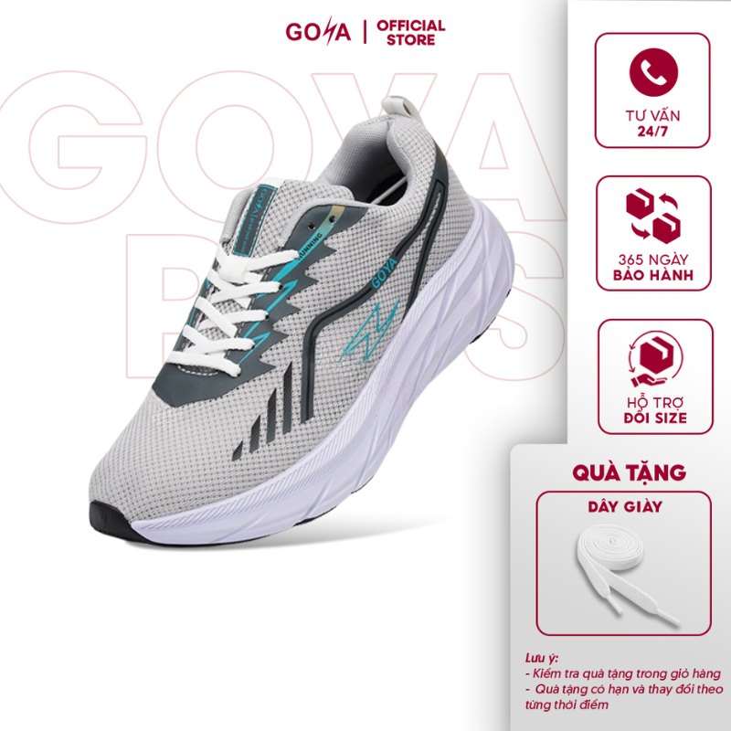 Giày thể thao chạy bộ nam nữ Goya Training Plus 2026 màu xám V1 - Nhẹ êm, vải dệt 3 lớp thoáng khí