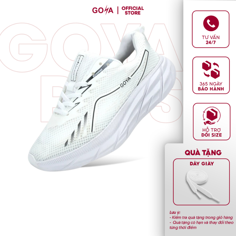 Giày thể thao chạy bộ siêu nhẹ nam nữ Goya Training Plus 2026 màu Full trắng V1