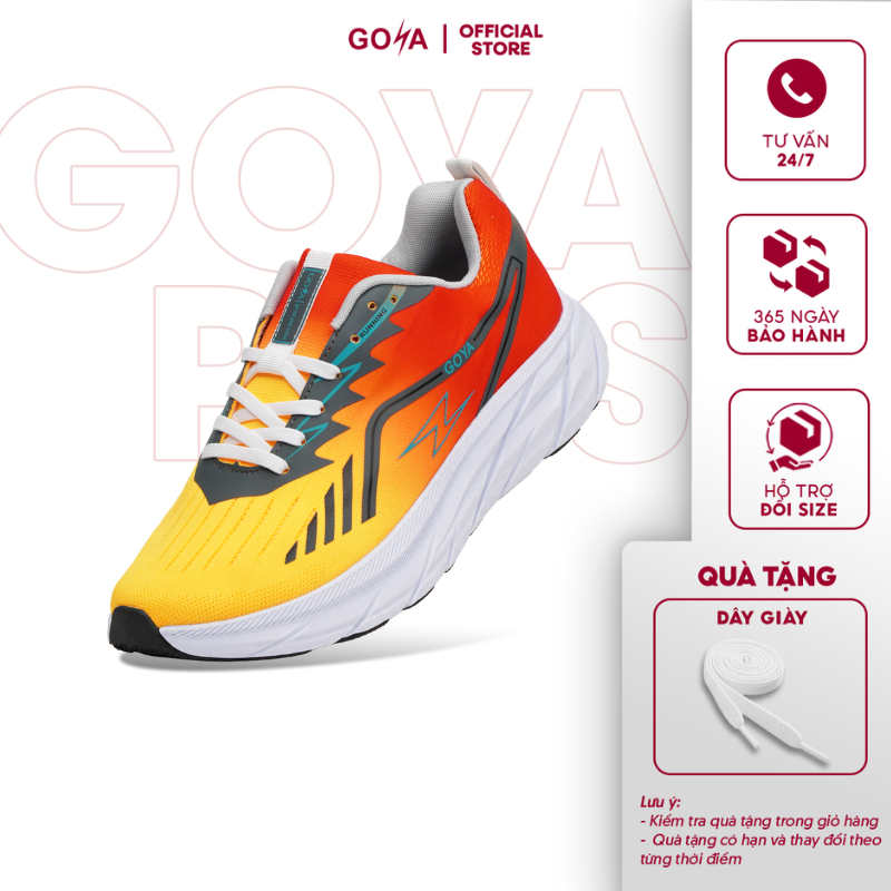 Giày thể thao chạy bộ nam nữ Goya Training Plus 2026 màu đỏ vàng V1 - Siêu nhẹ, chống trượt