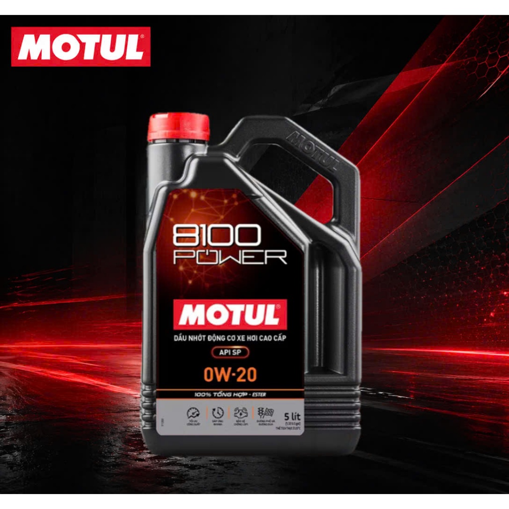 DẦU NHỚT 100% TỔNG HỢP CÔNG NGHỆ SYNTHETIC-ESTER MOTUL 8100 POWER 0W-20 5L