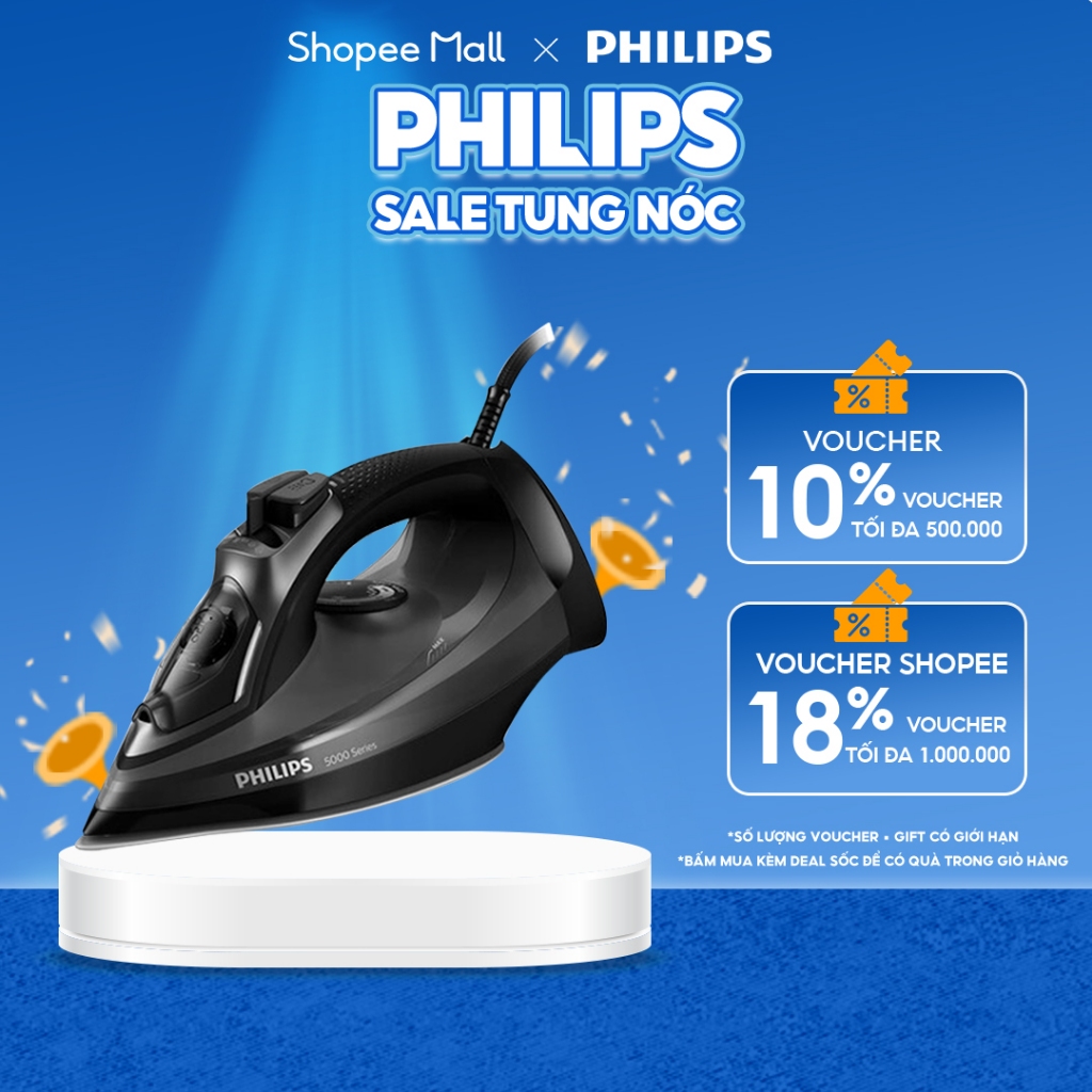 Bàn ủi hơi nước Philips DST5040/80 - Đen, Dung lượng 320 ml, Công suất 2600 W