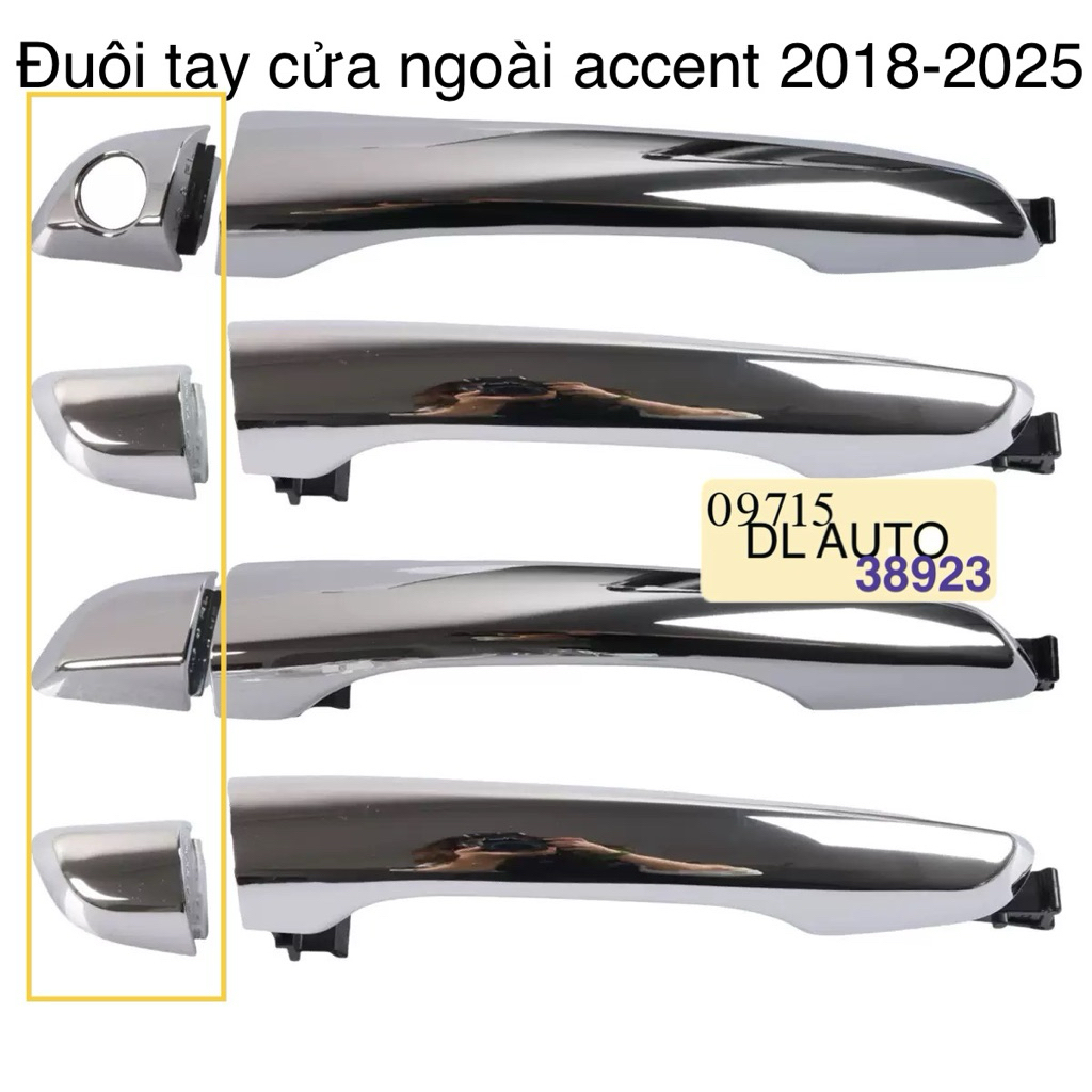 Nắp ngắn cục ngắn tay mở cửa bên ngoài accent 2018-2025 Đuôi tay nắm cửa ngoài hyundai accent 2018-2