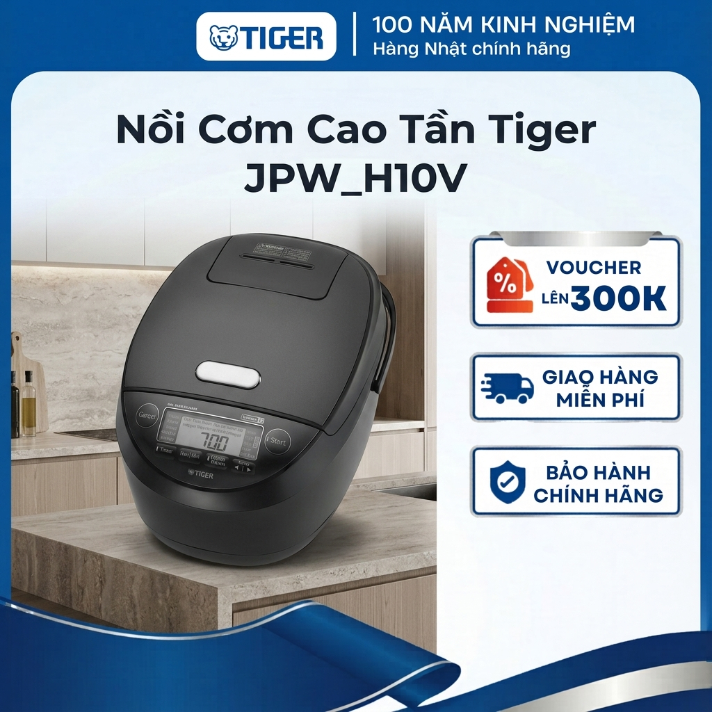 Nồi cơm điện cao tần Tiger 1 Lít - 14 chế độ nấu thông minh - JPW-H10V - Hàng chính hãng