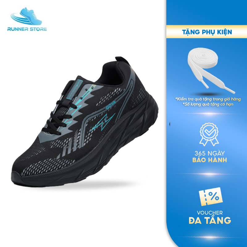 Giày thể thao chạy bộ nam nữ Goya Plus năm 2026 màu Full Đen V1