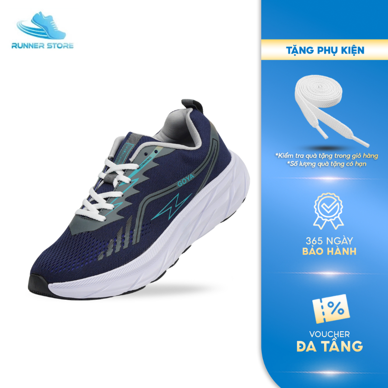 Giày thể thao chạy bộ nam nữ Goya Training Plus năm 2026 màu xanh đen - Upper thoáng khí, đế chống t