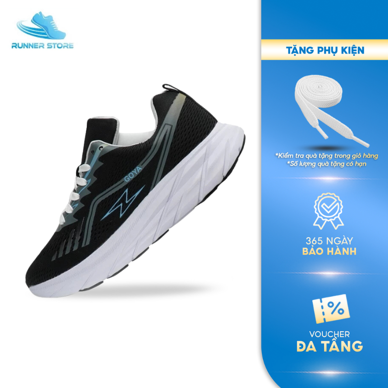 Giày thể thao chạy bộ nam nữ Goya Plus năm 2026 màu Đen Trắng V1