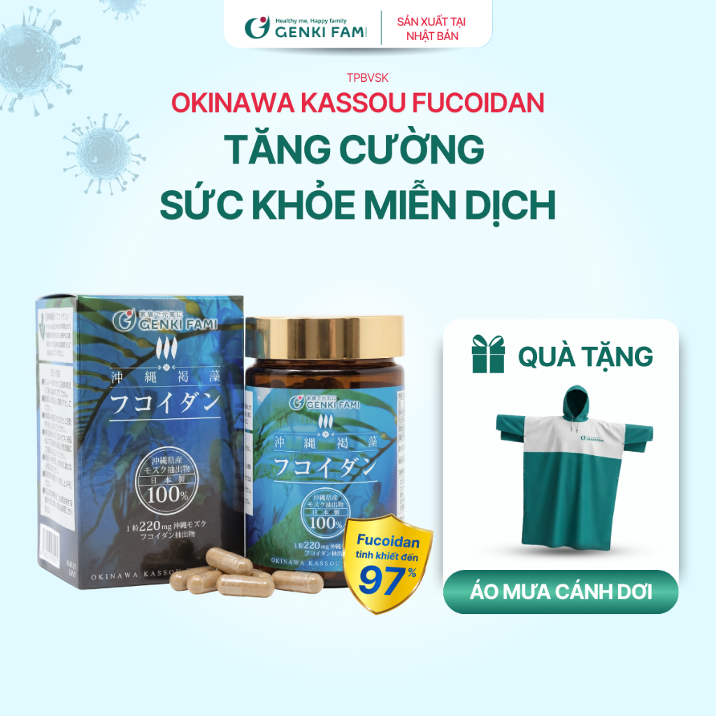 TPBVSK Fucoidan Okinawa Genki Fami Nhật Bản Tăng Cường Đề Kháng, Hạn Chế Oxi Hóa, Nâng Cao Sức Khỏe 