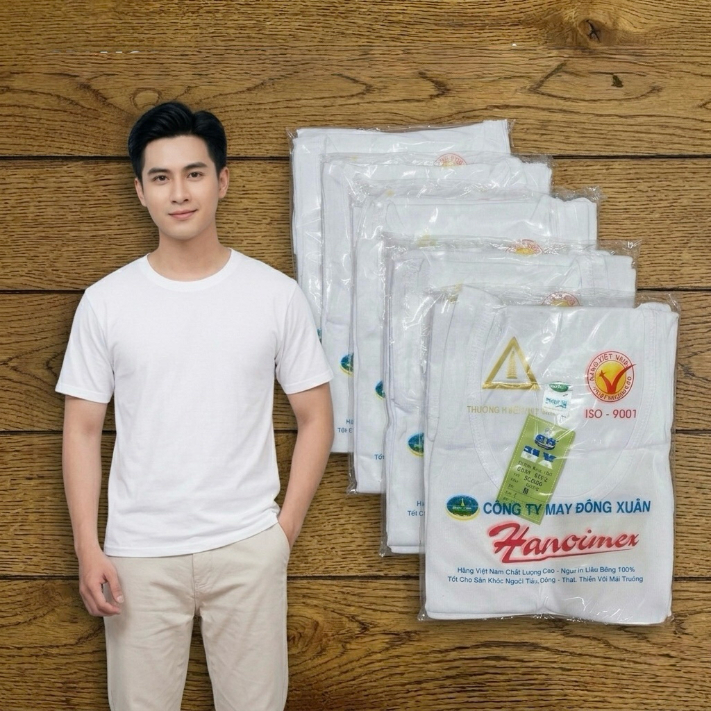 Áo thun trắng rơn lót nam, combo 2 hoặc 3 áo lót nam ngắn tay hàng dệt kim Đông Xuân, chất liệu cotton 100%[𝐅𝐑𝐄𝐄 𝐒𝐇𝐈𝐏]