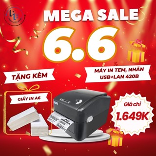 [IN ĐIÊN THOẠI] Máy in đơn hàng, vận đơn Xprinter 420B khổ A6, A7 kết nối điện thoại USB+LAN, in tem vận chuyển, TMĐT