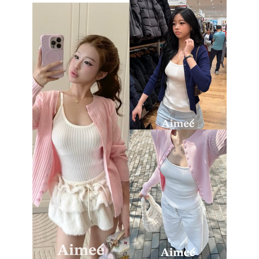 𝐜𝐢𝐧𝐝𝐲.𝐬𝐭𝐮𝐝𝐢𝐨 ÁO CARDIGAN KÈM ÁO TRẮNG BÊN TRONG
