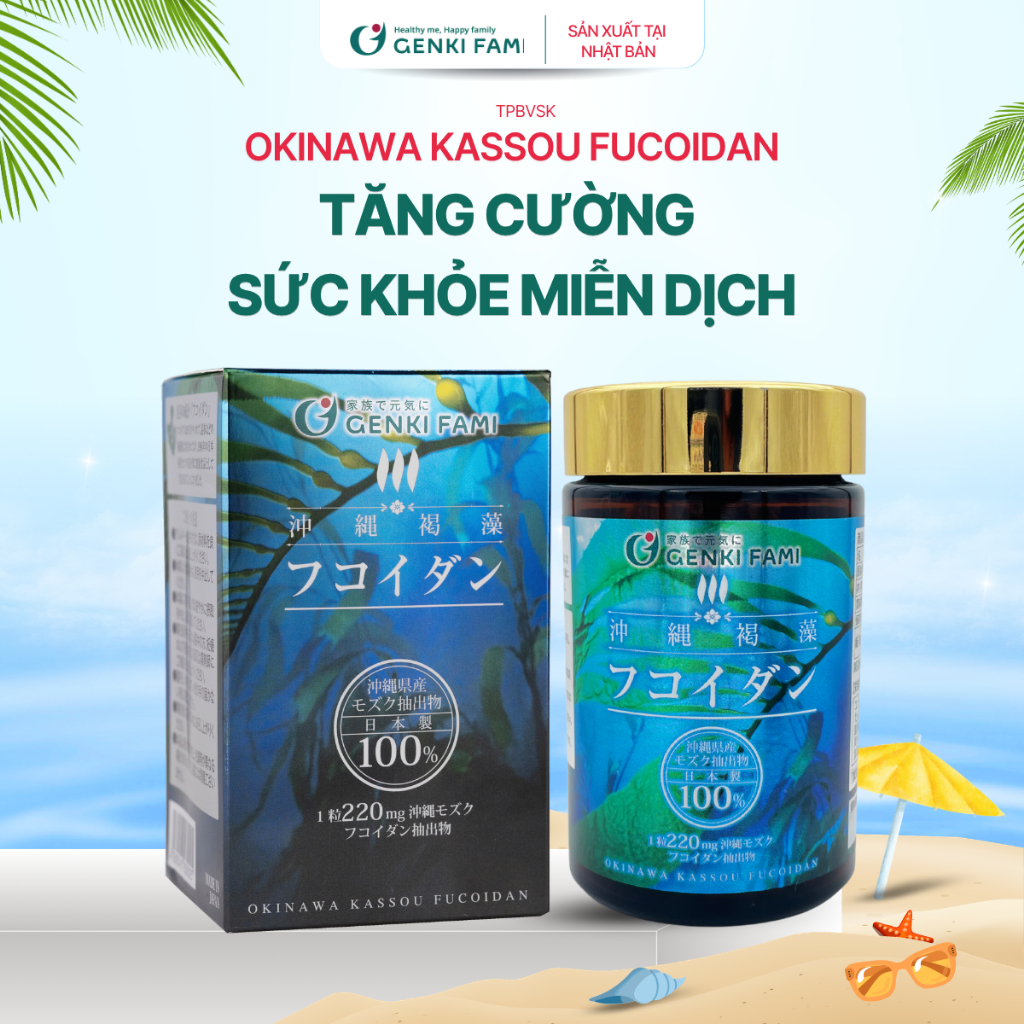 Fucoidan Okinawa Nhật Bản Tăng Cường Đề Kháng, Miễn Dịch, Hỗ Trợ Ngăn Ngừa Ung Bướu Genki Fami Hộp 1