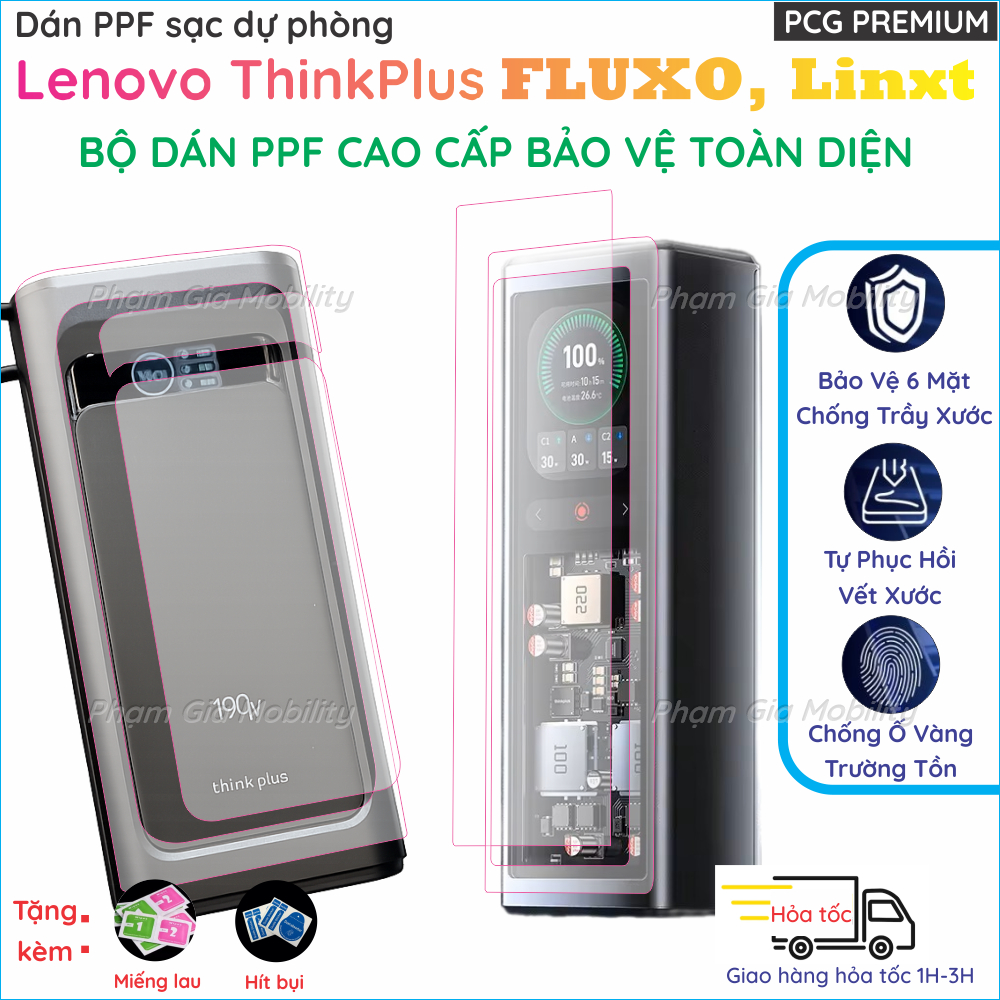 Dán PPF dành cho Sạc Dự Phòng Lenovo ThinkPlus Fluxo Pro Linxt VENTION 100W 125W 140W 165W 190W (PBF