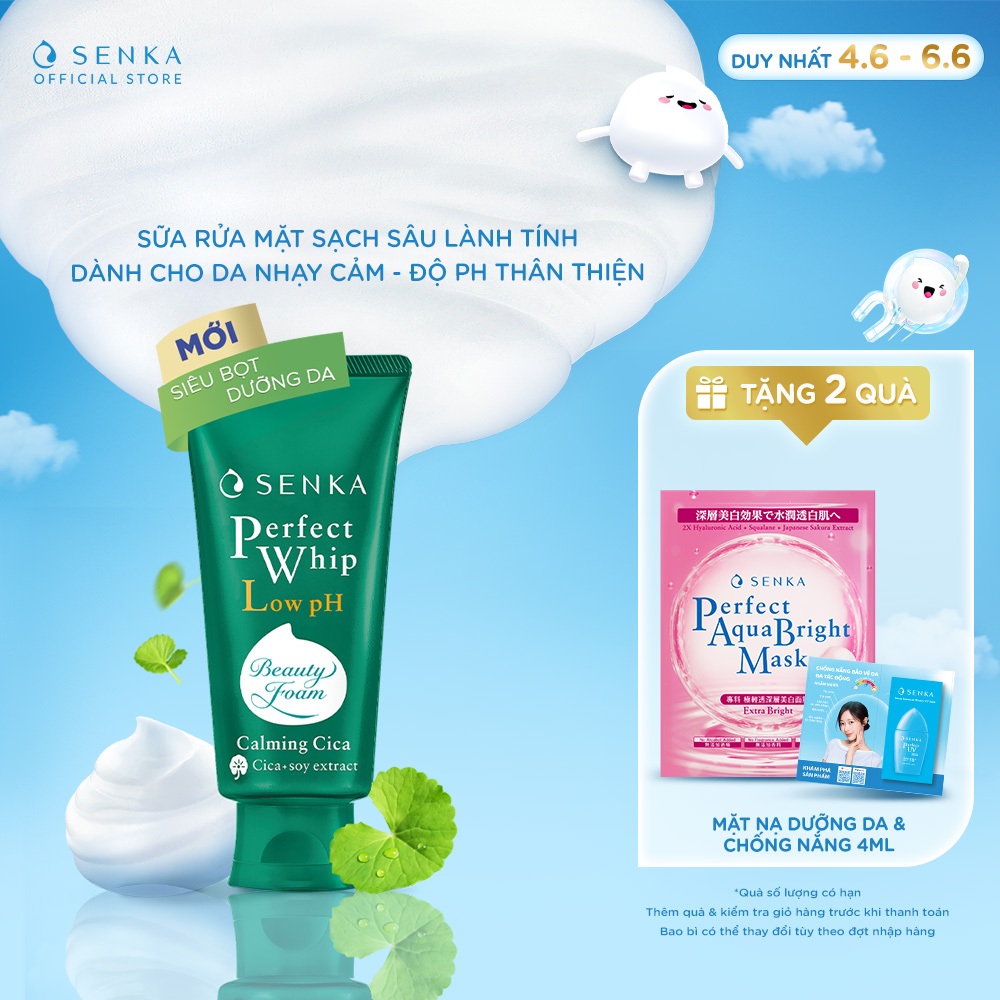 Sữa Rửa Mặt Rau Má Sạch Sâu Lành Tính  SENKA PERFECT WHIP LOW pH CALMING CICA 100G | BigBuy360 - bigbuy360.vn
