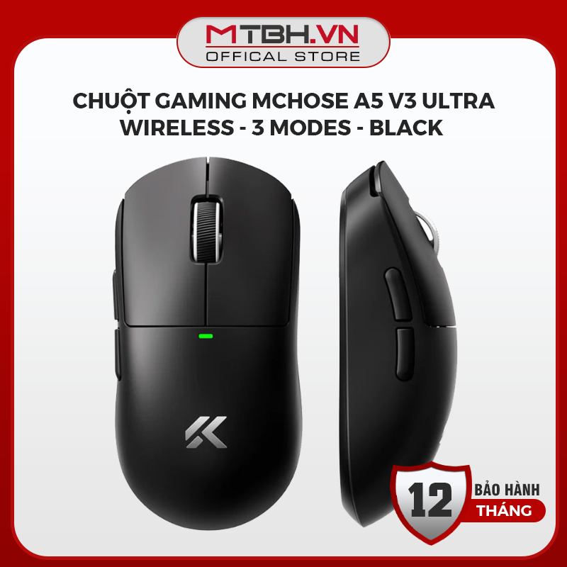 Chuột Gaming Không Dây MCHOSE A5 V3 Ultra - 3 Chế Độ Kết Nối, Cảm Biến PAW3395 Siêu nhẹ