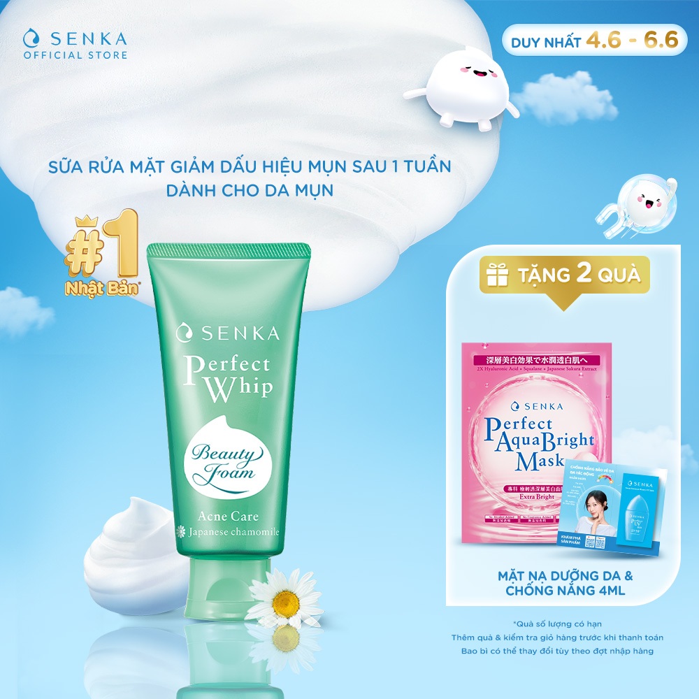 Sữa rửa mặt ngừa mụn SENKA PERFECT WHIP acne care 100g