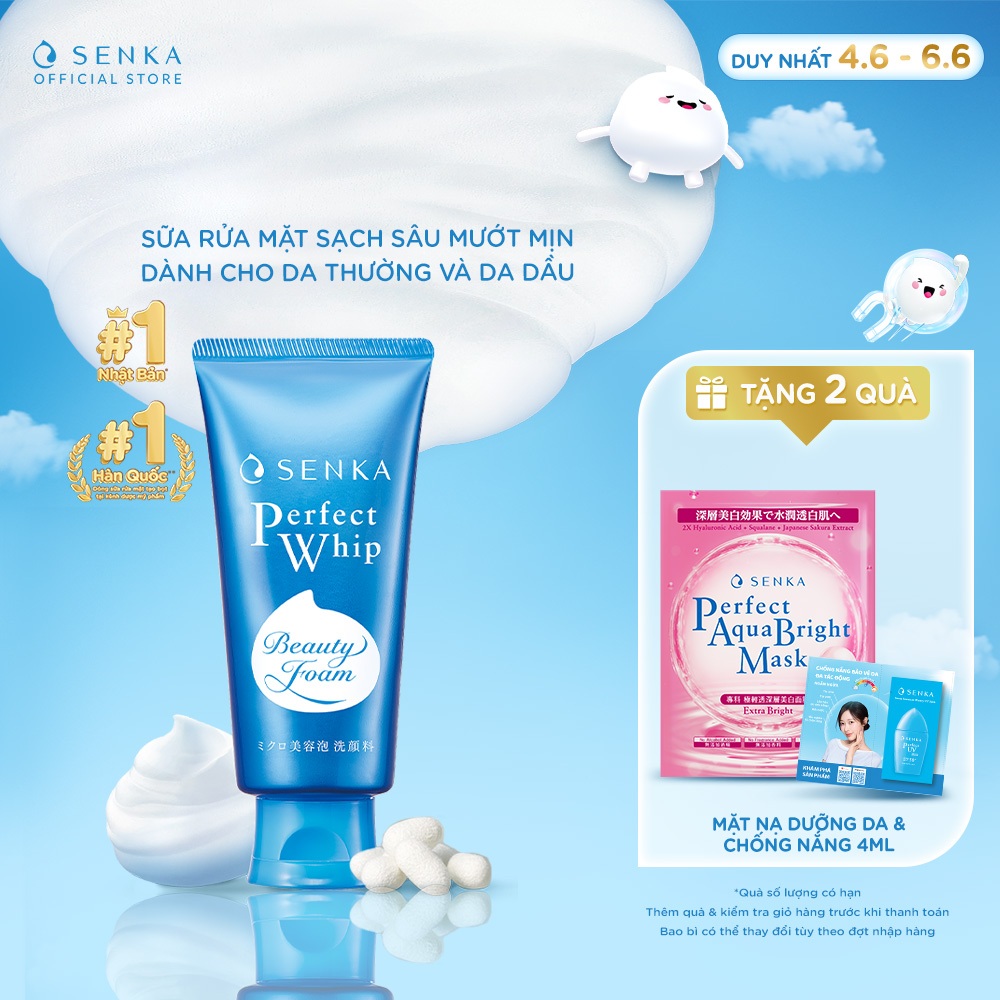 Sữa rửa mặt mướt mịn sạch sâu SENKA PERFECT WHIP 120g