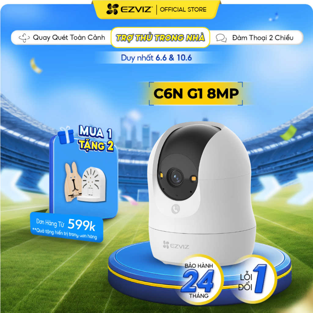 Camera EZVIZ C6N G1 8MP - Góc siêu rộng, Nhận Diện Người và Thú Cưng, True WDR Giảm Chói Sáng, Chạm 