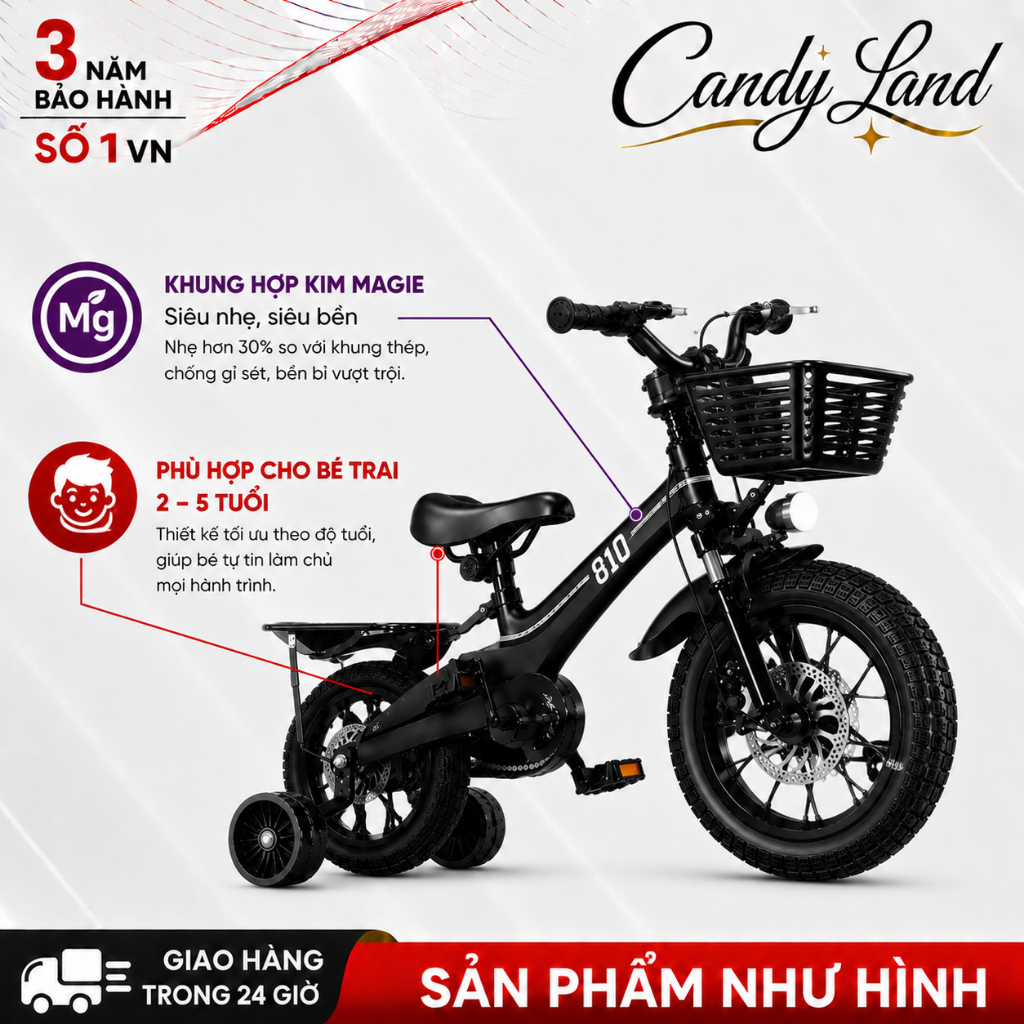 xe đạp thể thao cho bé trai Phù hợp cho bé trai 2-7 tuổi ghế sau tiện lợi khung xe hợp kim magie An 