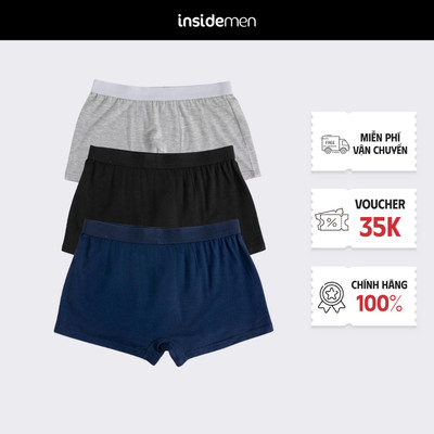 Quần sịp đùi bé trai Insidemen trơn màu thoáng mát, không gây bí hay hằn da, mềm mại IBBX01