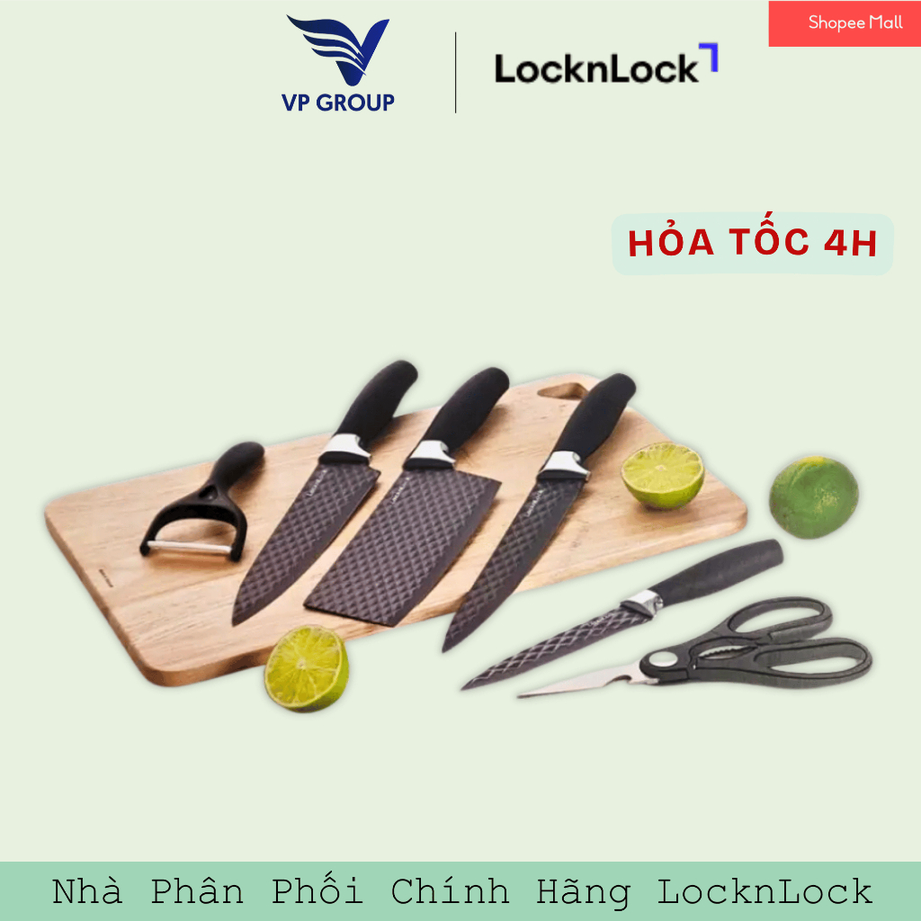 Bộ dao 6 món LocknLock Chính hãng - CKK103S6 - Màu đen