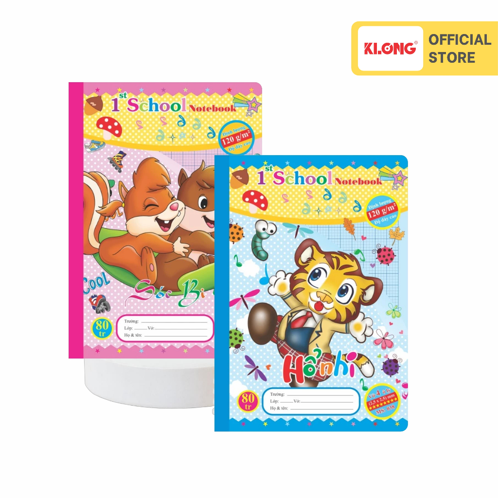 Vở 4 ô ly 1st School KLONG B5- 80 trang 120/92; MS: 038
