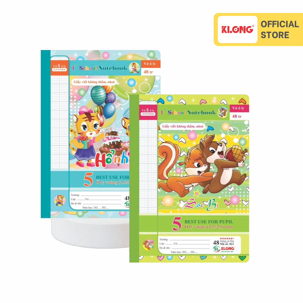 Vở 5 ô ly 1st School KLONG B5- 48 trang 100/92; MS: 021