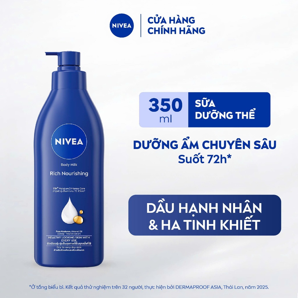 Sữa Dưỡng Thể NIVEA Body Milk Dưỡng Ẩm Chuyên Sâu 72H | Thấm Nhanh (350 ml) - 99569