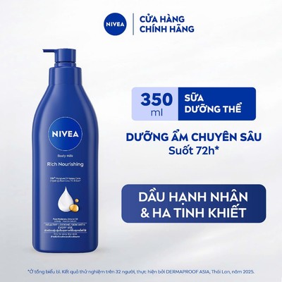 Sữa Dưỡng Thể NIVEA Dưỡng Ẩm Chuyên Sâu 72H | Thấm Nhanh (350 ml)/ Kem Body - 99569/99569x2