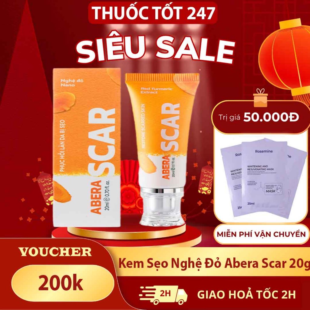Kem Sẹo Nghệ Đỏ Abera Scar 20g - Hỗ Trợ Cải Thiện Sẹo Rỗ, Sẹo Lõm, Làm Mờ Vết Sẹo Thâm, Sẹo Tai Nạn,