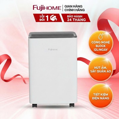 Máy hút ẩm gia đình 12 lít Block Fujihome DH12LITE – 3 chế độ hút ẩm, tự ngắt khi đầy bình chứa