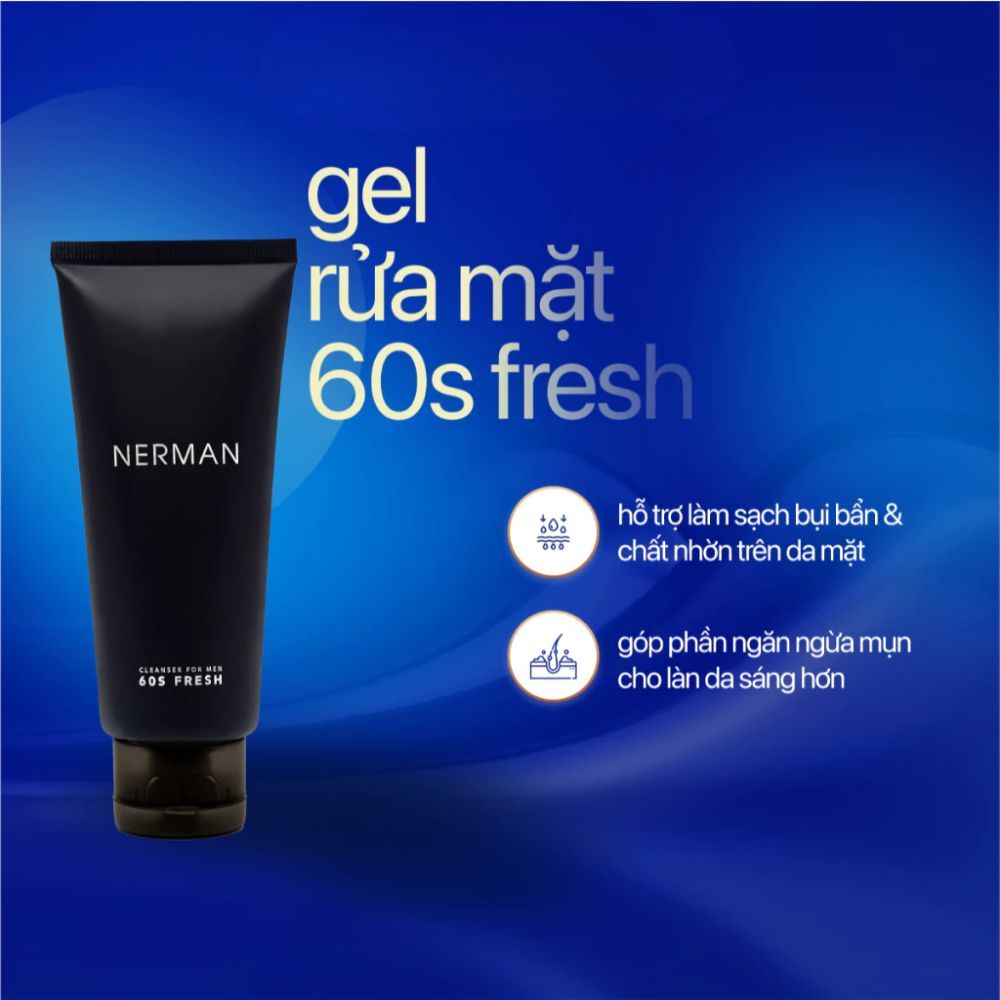 Ảnh 2 của Gel rửa mặt Nerman Nano Curcumin 60s Fresh làm sạch lớp bụi bẩn, chất nhờn trên da mặt, ngừa mụn.