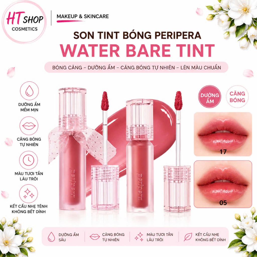 Son Tint Bóng Peripera Ink Bare Water Tint 3.8g 01 02 05 06 07 11