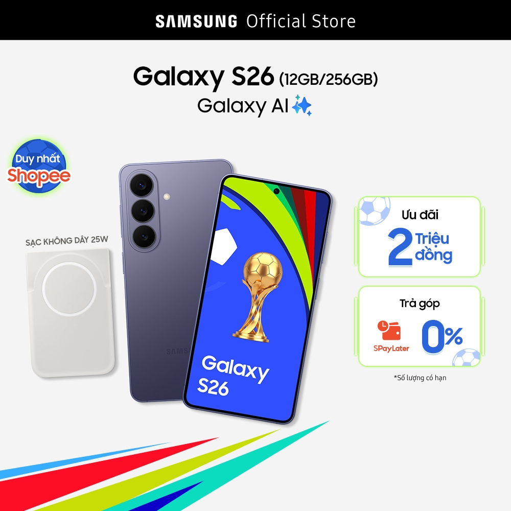 Điện thoại Samsung Galaxy S26, 12GB/256GB, Customized AP, AI Phone, Photo Assist, Creative Studio, 50MP Camera, 4300mAh