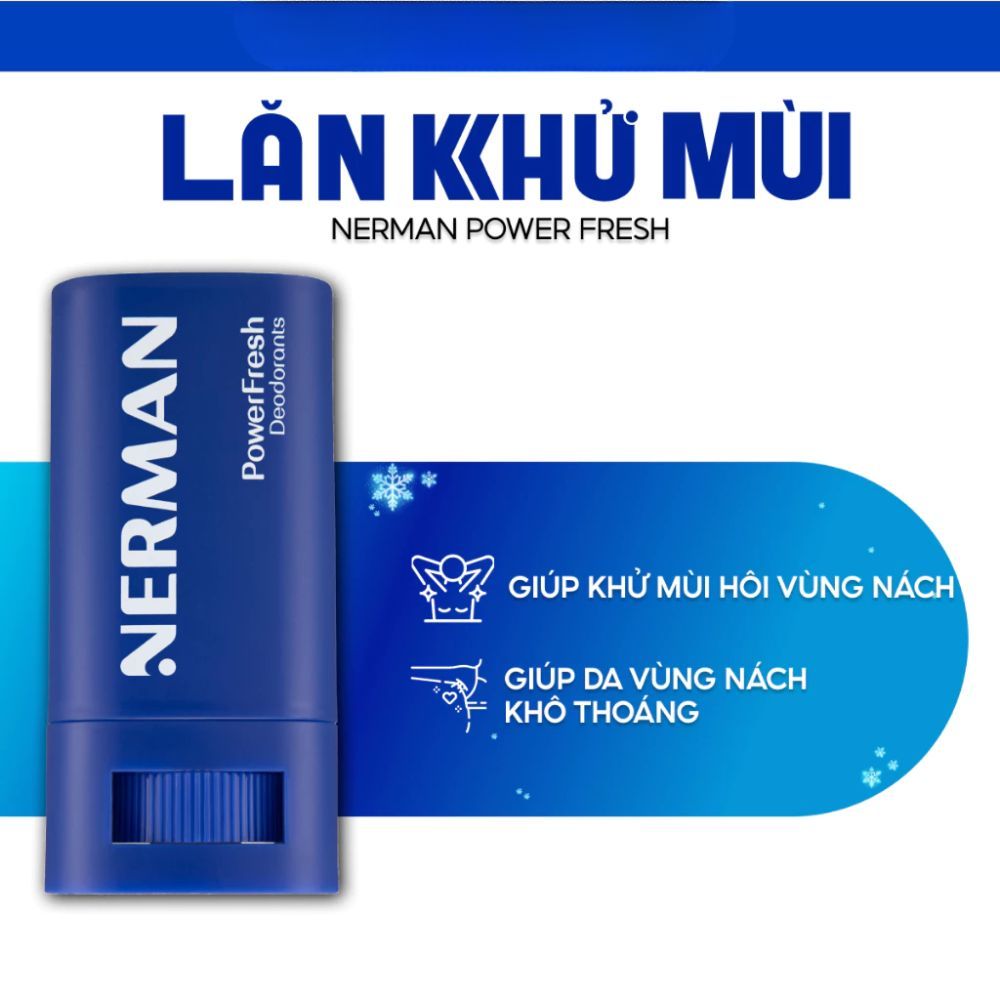 Ảnh 2 của Lăn khử mùi Nerman Power Fresh cho nam dạng sáp mát lạnh, không để lại vệt ố vàng.