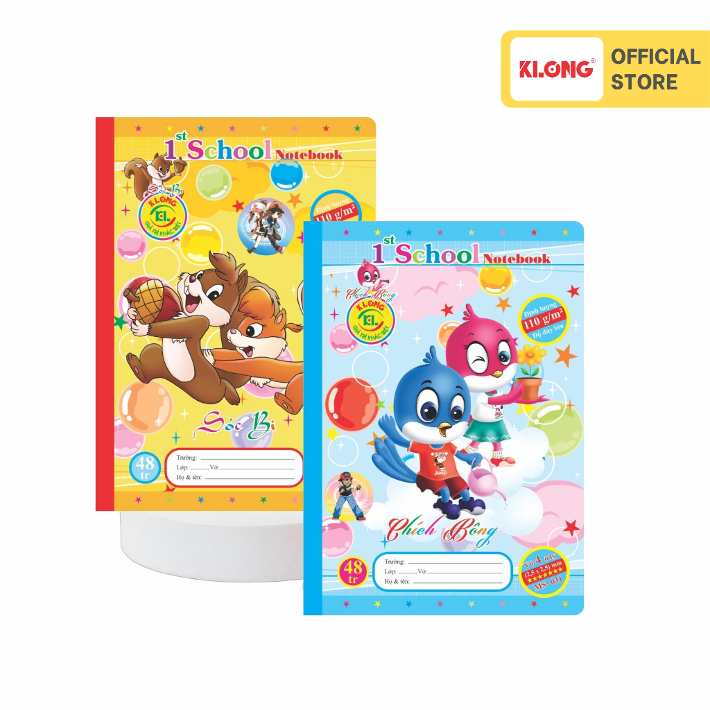 Vở 4 ô ly 1st School KLONG B5- 48 trang 110/92; MS: 031