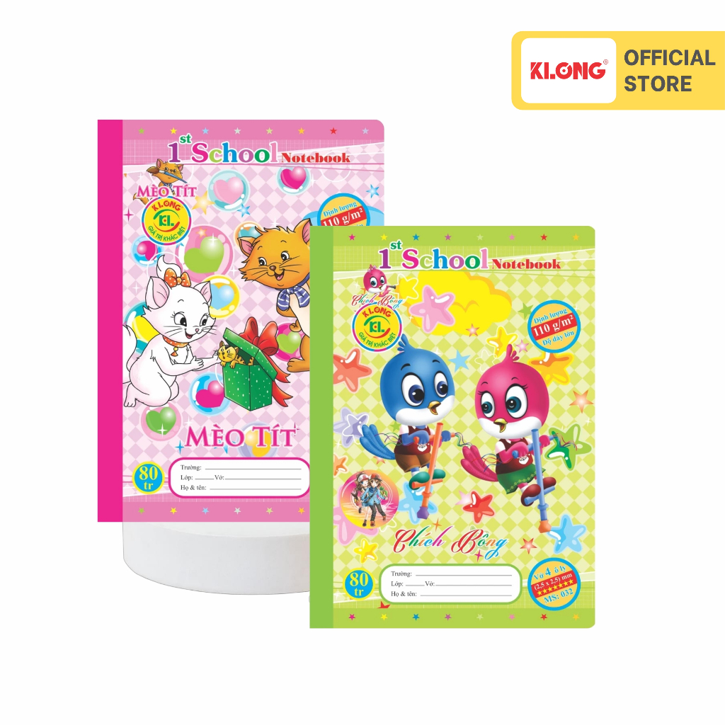 Vở 4 ô ly 1st School KLONG B5- 80 trang 110/92; MS: 032