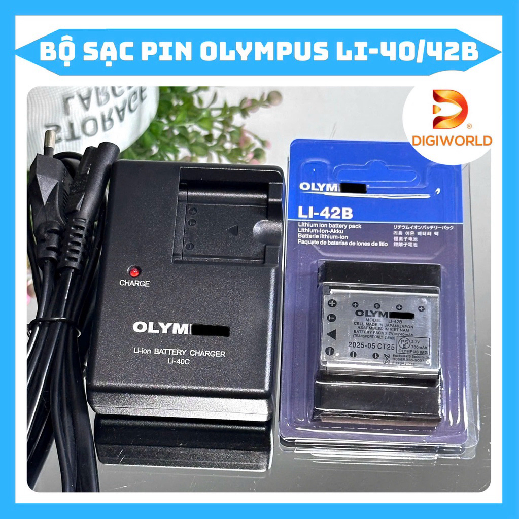 Bộ Sạc Pin Olympus Li-40/42B ( Combo Hãng ) FE-150, FE-160, FE-190 • FE-220, FE-230, FE-240, FE-250 