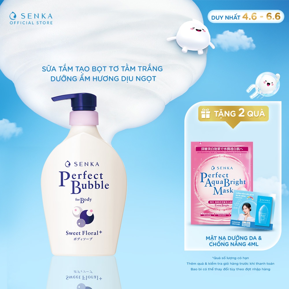 Sữa tắm dưỡng ẩm hương hoa dịu ngọt Senka Perfect Bubble for Body Sweet Floral n 500ml_13731