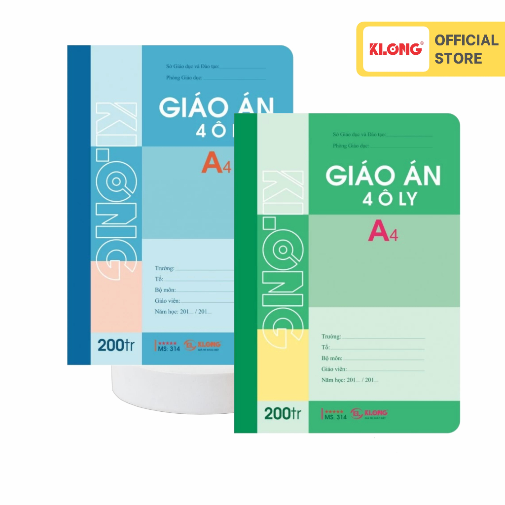 Sổ giáo án 4 ô ly KLONG A4 200 trang 70/92; MS: 314T4